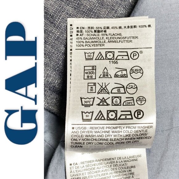NWT GAP Linen Cotton Blend 2 Button Chambray Blue Summer Uniform Blazer, Size 2 - Picture 8 of 10